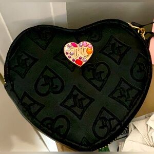 Juicy Couture Glitz Out Heart Zip Wristlet - Liquorice Black - New With Tags
